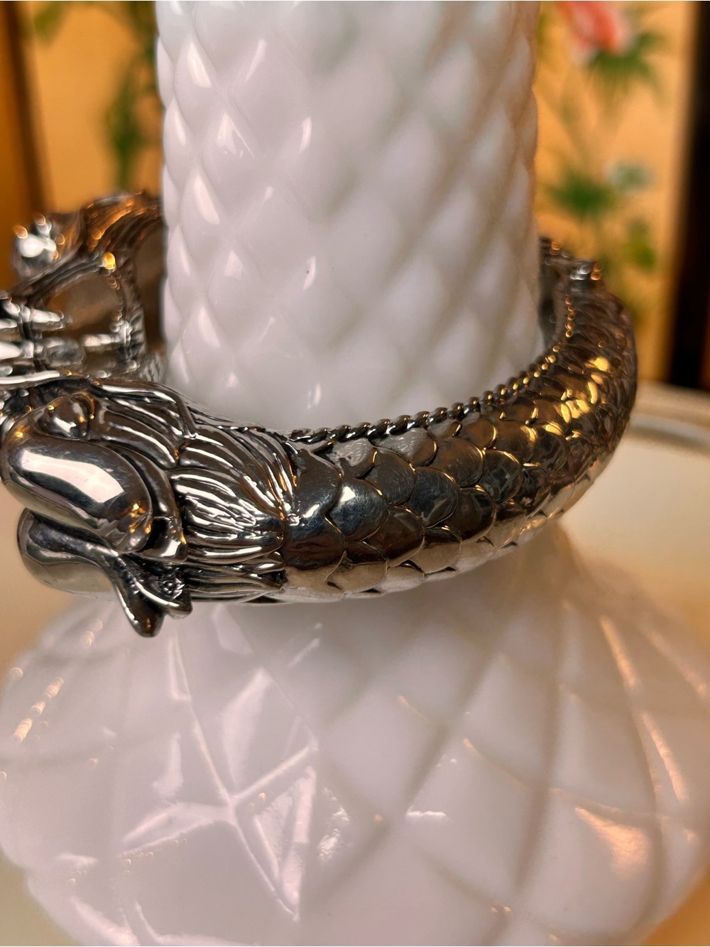 Viking Double Dragon Head Cuff Bracelet, Mythical Gothic - Picture 4 of 10